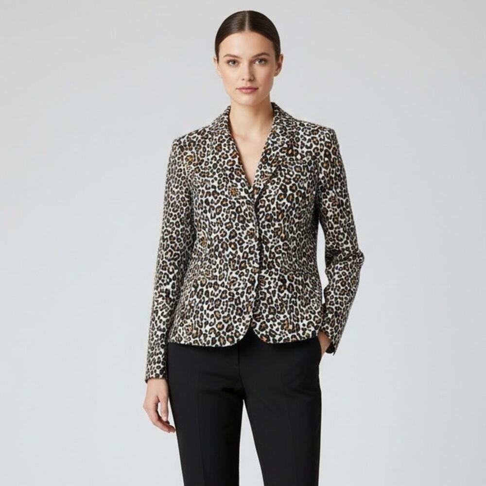 J.Crew NWT Leopard Animal Print Blazer Jacket Women's XL Two-Button Flawless